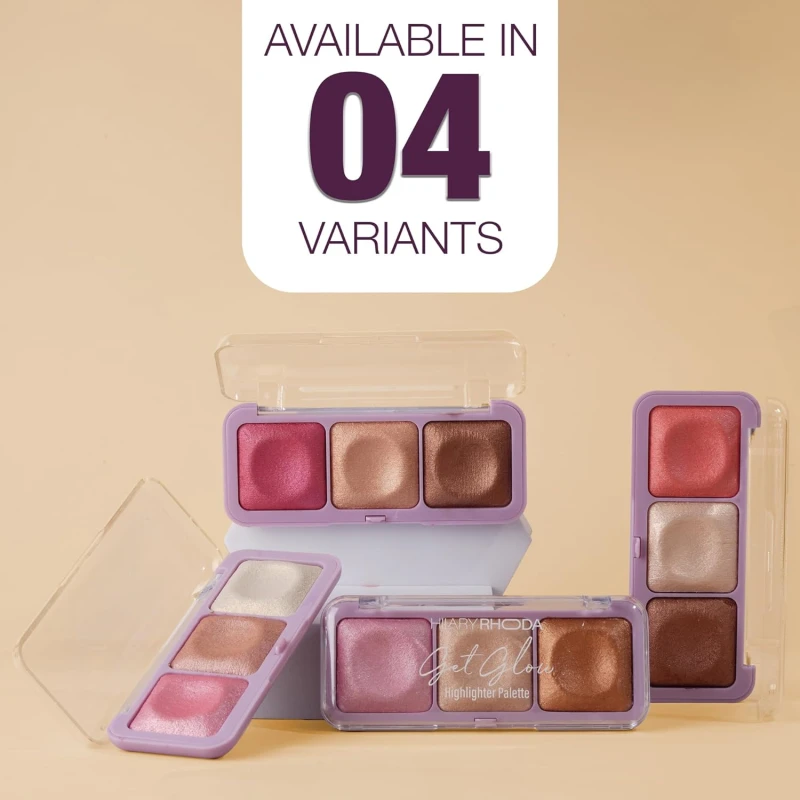 Hilary Rhoda Get Glow Highlighter Palette | Ultra Blendable & Long Lasting | Shimmer Finish & Illuminating Glow | Highly Pigmented & Easy To Blend Shades | 3 Shades in 1 Palette - 15g (Shade - 01) thumbnail 7